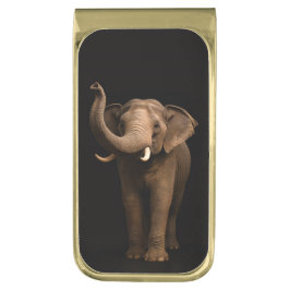 Black 4 Luxe Money Clip with Mighty Elephant ゴールド マネークリップ