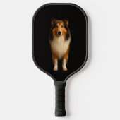 Black 4 Luxe Pickleball Paddle, Loyal Collie Dog ピックルボールラケット (正面)