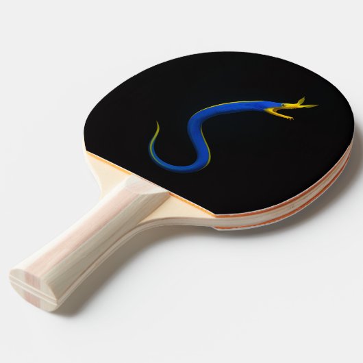 Black 4 Luxe ping pong paddle, Blue Ribbon Eel 卓球ラケット (正面アングル)