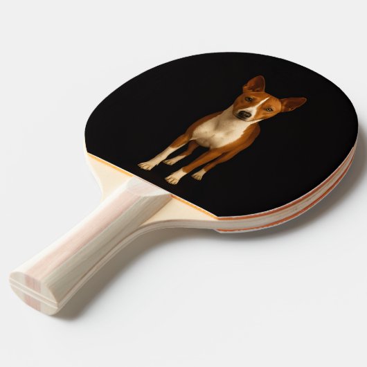 Black 4 Luxe ping pong paddle, Classy Basenji Dog 卓球ラケット (正面アングル)