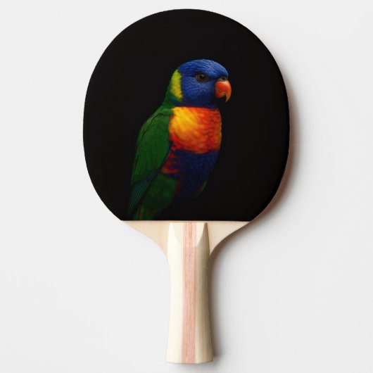 Black 4 Luxe ping pong paddle, Lorikeet Parrot 卓球ラケット (正面)