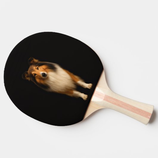Black 4 Luxe ping pong paddle, Loyal Collie Dog 卓球ラケット (横)