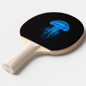 Black 4 Luxe ping pong paddle, Neon Blue Jellyfish 卓球ラケット (正面アングル)