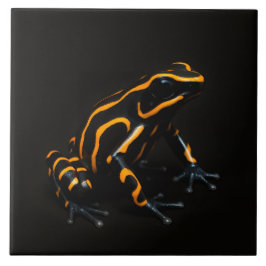 Black 4 Luxe Tile with Black Orange Tropical Frog タイル