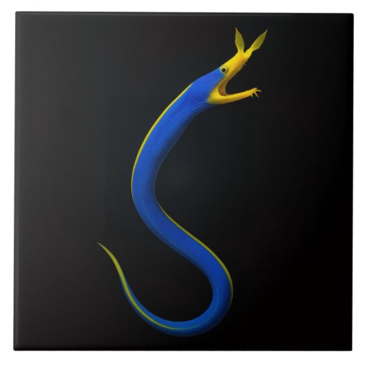 Black 4 Luxe Tile with Blue Ribbon Eel タイル (正面)