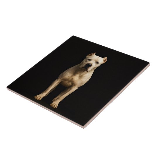 Black 4 Luxe Tile with Bold Dogo Argentino タイル (側面)
