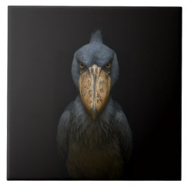 Black 4 Luxe Tile with Exotic Shoebill Bird タイル