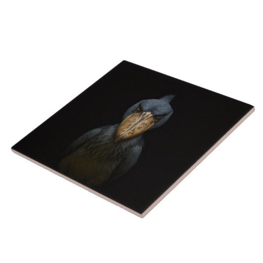 Black 4 Luxe Tile with Exotic Shoebill Bird タイル (側面)
