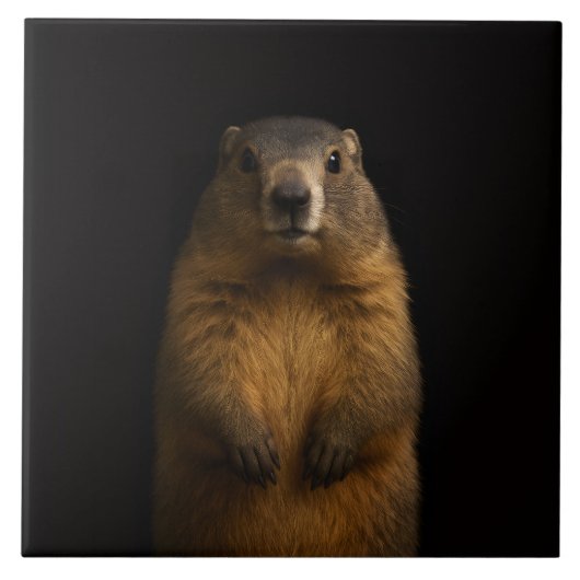 Black 4 Luxe Tile with Fluffy Marmot タイル (正面)