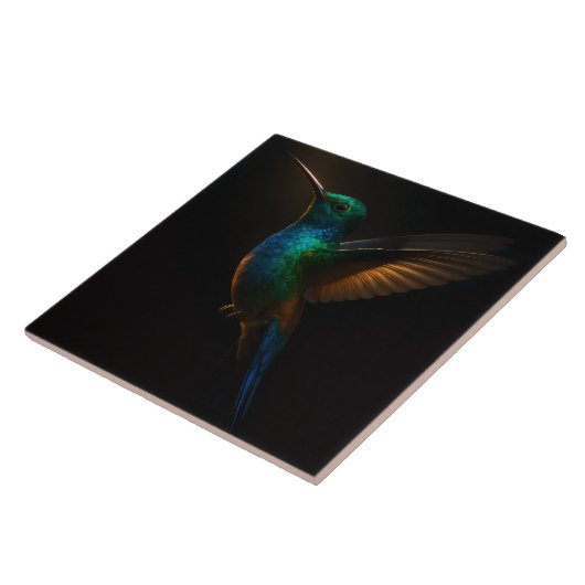 Black 4 Luxe Tile with Flying Hummingbird タイル (側面)