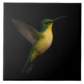 Black 4 Luxe Tile with Flying Hummingbird タイル (正面)