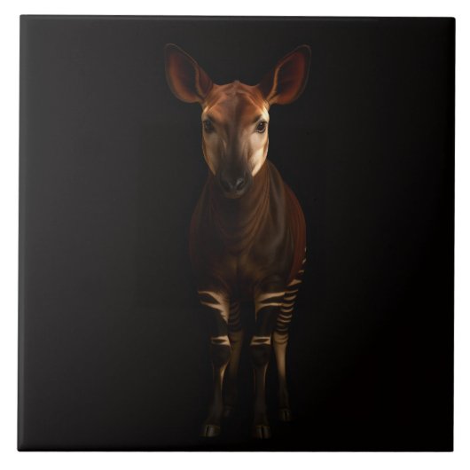 Black 4 Luxe Tile with Forest Okapi タイル (正面)