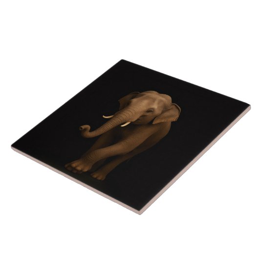 Black 4 Luxe Tile with Gentle Indian Elephant タイル (側面)