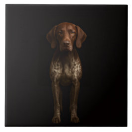 Black 4 Luxe Tile with German Pointer Dog タイル