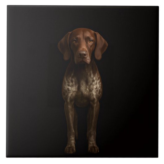 Black 4 Luxe Tile with German Pointer Dog タイル (正面)