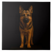 Black 4 Luxe Tile with German Shepherd タイル (正面)