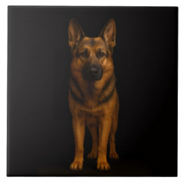 Black 4 Luxe Tile with German Shepherd タイル