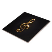 Black 4 Luxe Tile with Golden Treble Clef タイル (側面)
