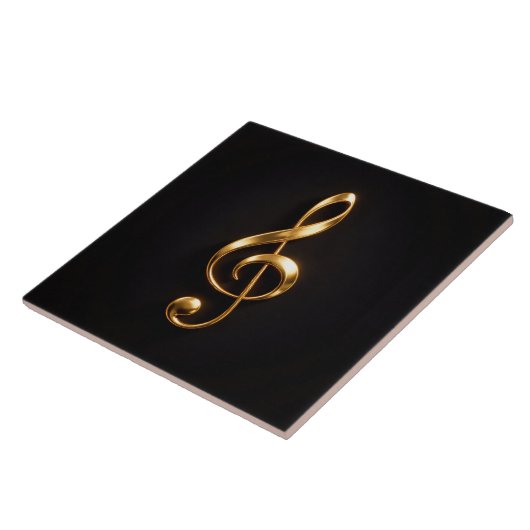 Black 4 Luxe Tile with Golden Treble Clef タイル (側面)