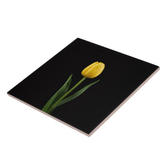 Black 4 Luxe Tile with Golden Yellow Tulip タイル (側面)