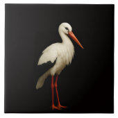 Black 4 Luxe Tile with Graceful White Stork タイル (正面)