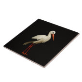 Black 4 Luxe Tile with Graceful White Stork タイル (側面)