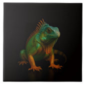 Black 4 Luxe Tile with Green Iguana タイル (正面)