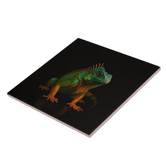 Black 4 Luxe Tile with Green Iguana タイル (側面)