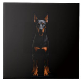 Black 4 Luxe Tile with Guardian Doberman タイル