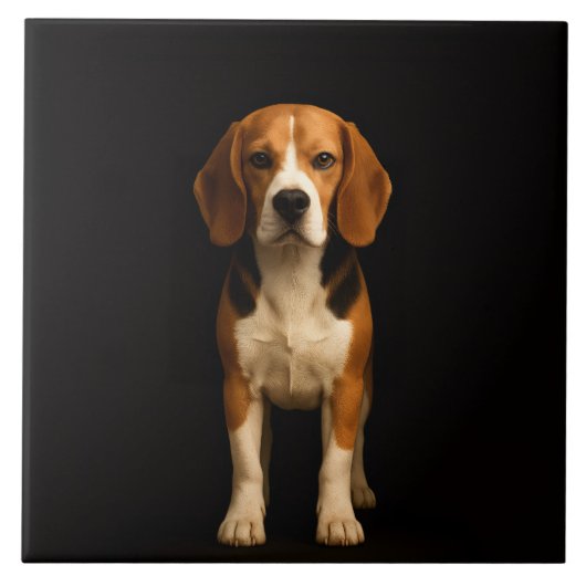 Black 4 Luxe Tile with Kind Beagle タイル (正面)