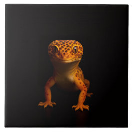 Black 4 Luxe Tile with Leopard Gecko Lizard タイル
