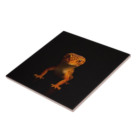 Black 4 Luxe Tile with Leopard Gecko Lizard タイル (側面)