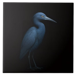 Black 4 Luxe Tile with Little Blue Heron タイル