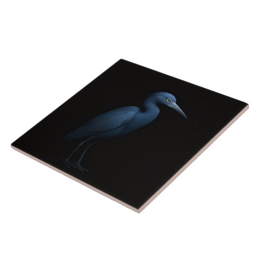 Black 4 Luxe Tile with Little Blue Heron タイル (側面)