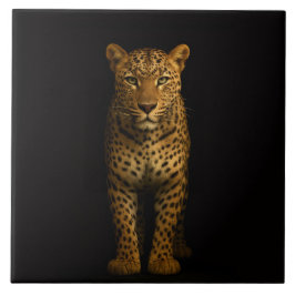 Black 4 Luxe Tile with Majestic Leopard タイル