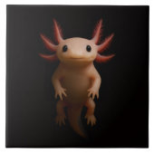 Black 4 Luxe Tile with Mexican Axolotl タイル (正面)