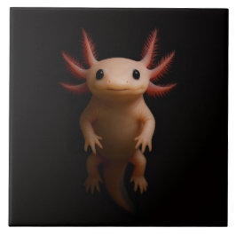 Black 4 Luxe Tile with Mexican Axolotl タイル