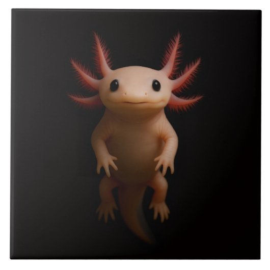 Black 4 Luxe Tile with Mexican Axolotl タイル (正面)