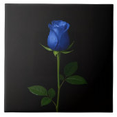Black 4 Luxe Tile with Midnight Blue Rose タイル (正面)