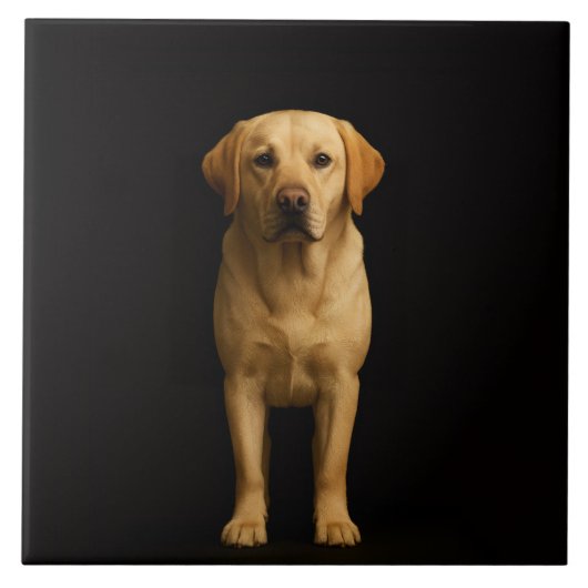 Black 4 Luxe Tile with Minimalist Labrador タイル (正面)