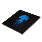 Black 4 Luxe Tile with Neon Blue Jellyfish タイル (側面)