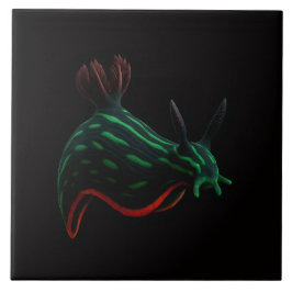 Black 4 Luxe Tile with Neon Green Sea Slug タイル