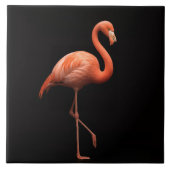 Black 4 Luxe Tile with Pink Flamingo Tropical Bird タイル (正面)