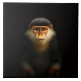 Black 4 Luxe Tile with Red Shanked Douc Langur タイル