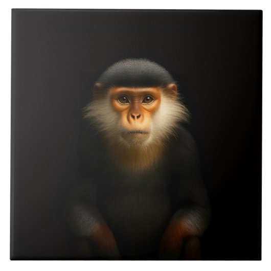 Black 4 Luxe Tile with Red Shanked Douc Langur タイル (正面)