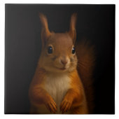 Black 4 Luxe Tile with Red Squirrel タイル (正面)