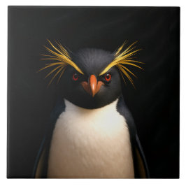 Black 4 Luxe Tile with Rockhopper Penguin タイル