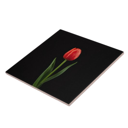 Black 4 Luxe Tile with Ruby Red Tulip タイル (側面)