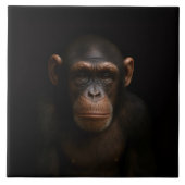 Black 4 Luxe Tile with Serene Chimpanzee タイル (正面)
