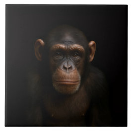 Black 4 Luxe Tile with Serene Chimpanzee タイル